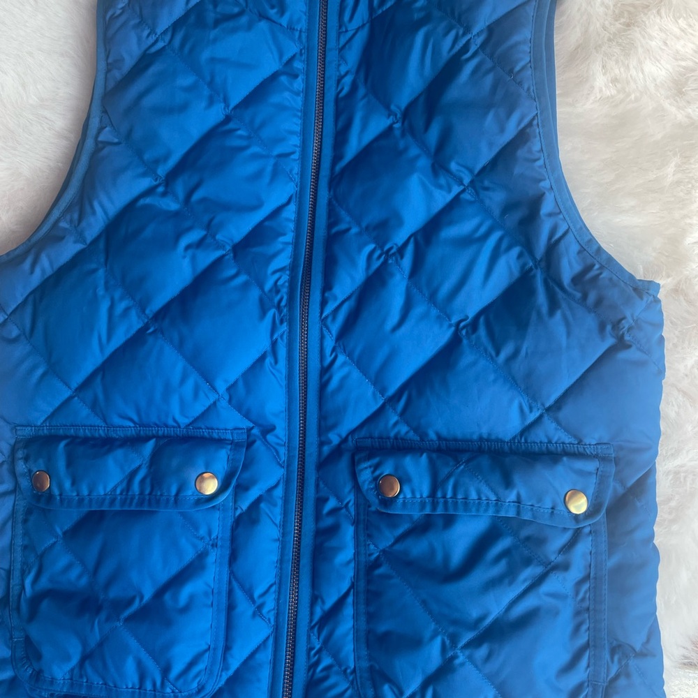 J. Crew Navy Quilted Vest with Gold Details